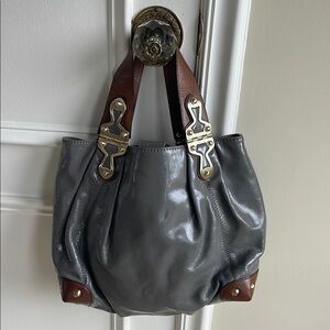 Michael Kors Gray and Brown Shoulder Bag with Slouchy Silhouette